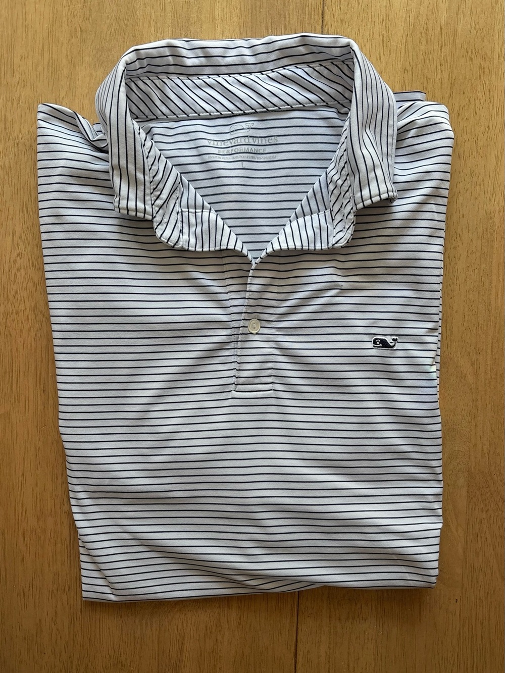 Vineyard Vines Performance Men's White with Black Stripe Polo